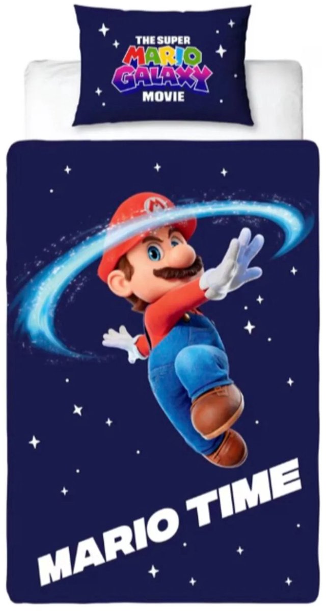 Super Mario Galaxy Movie eenpersoons dekbedovertrek - Polyester - 140 x 200 cm - Met kussenhoes