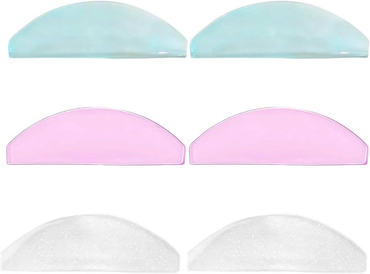 3 Paar Herbruikbare Siliconen Wimperlift Shields - Glueless Pads voor Wimperlifting, Comfortabele Wimperverzorging, Koreaans Ontwerp - Roze, Transparant Glitter & Blauw