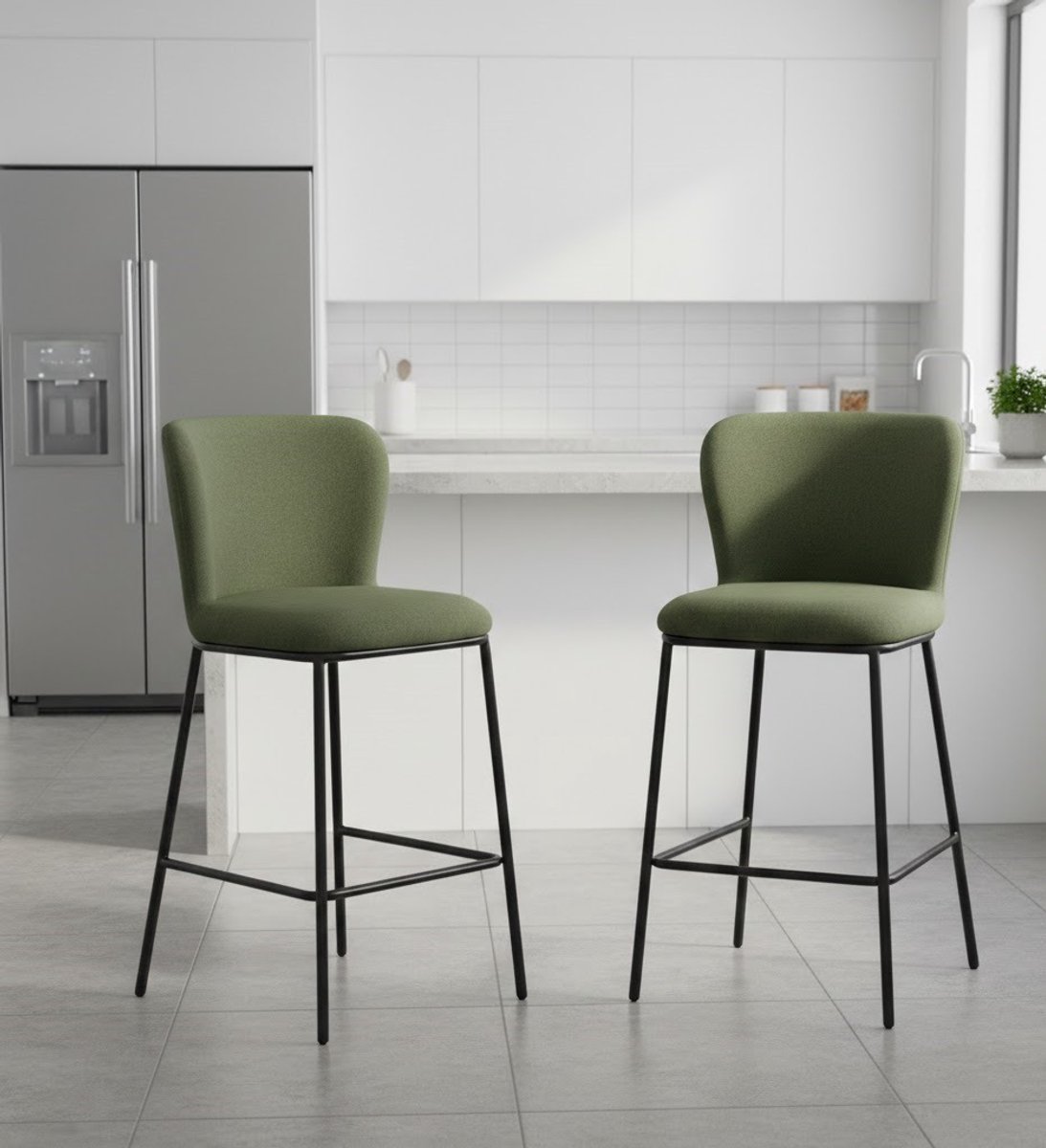 Design Barkrukken Set van 2 - Hoogteverstelbaar - 360° Draaibaar - Wit - Novihome