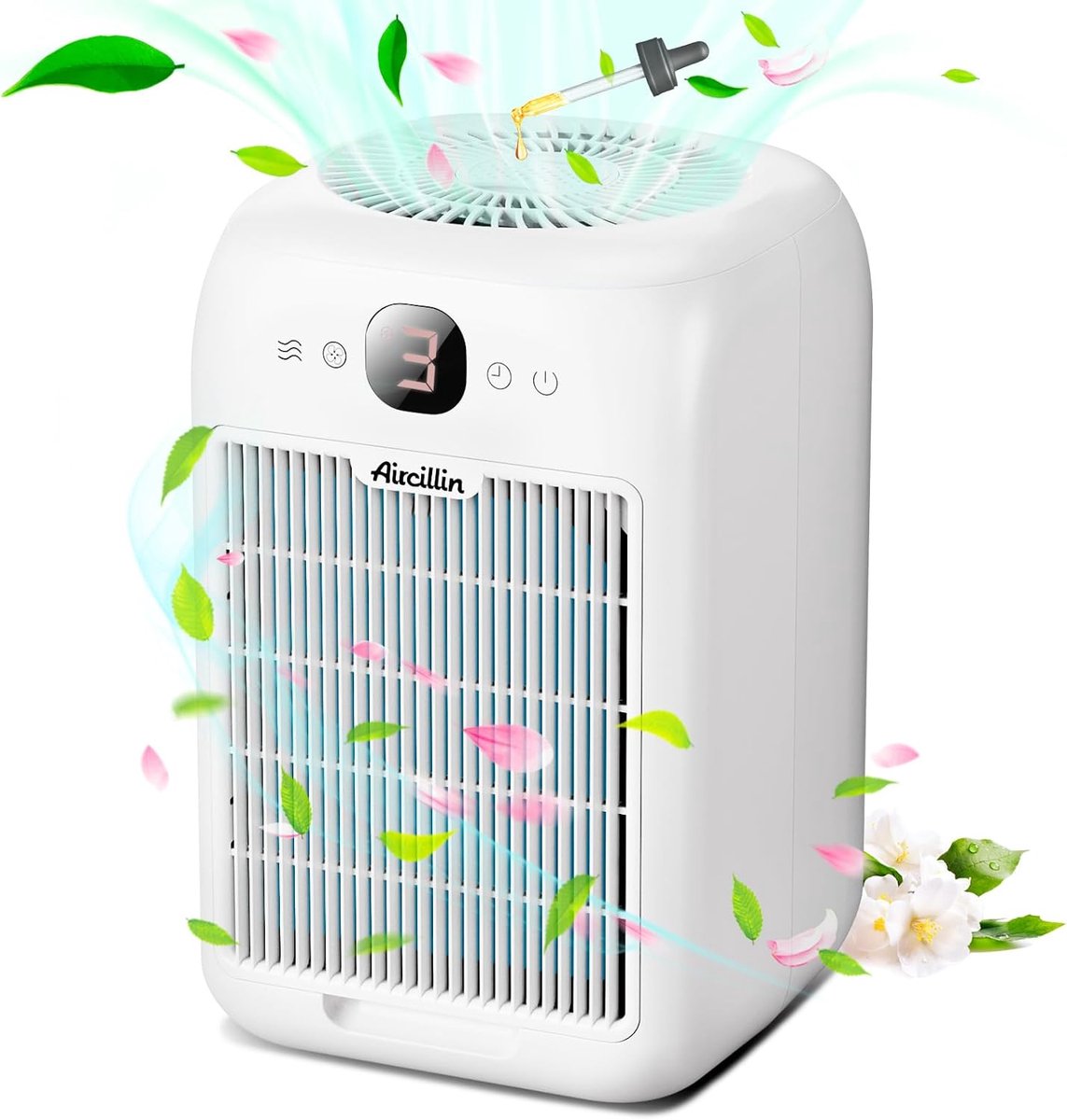 SnelShoppen - Luchtreiniger Air Purifier met 3-traps Hepa filter, Geschikt voor ruimtes tot 90 m², Stil Slaapmodus, Dubbelzijdige luchtinlaat, Tegen A