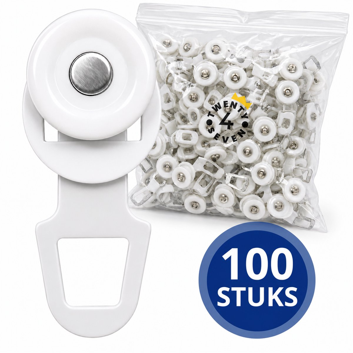 Twenty4seven® Gordijn Runners 100 Stuks - Voor Gordijnrail & U Rail - Rollers & Glijders - Geschikt voor Douchegordijn