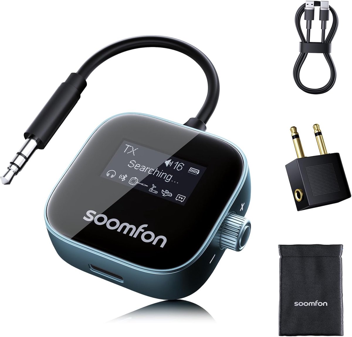 SnelShoppen - Bluetooth 5.3 Transmitter Receiver met 3.5mm Jack, LCD Scherm, Dual Pairing, 13U Playtime, AUX Bluetooth Adapter voor TV, Hoofdtelefoon