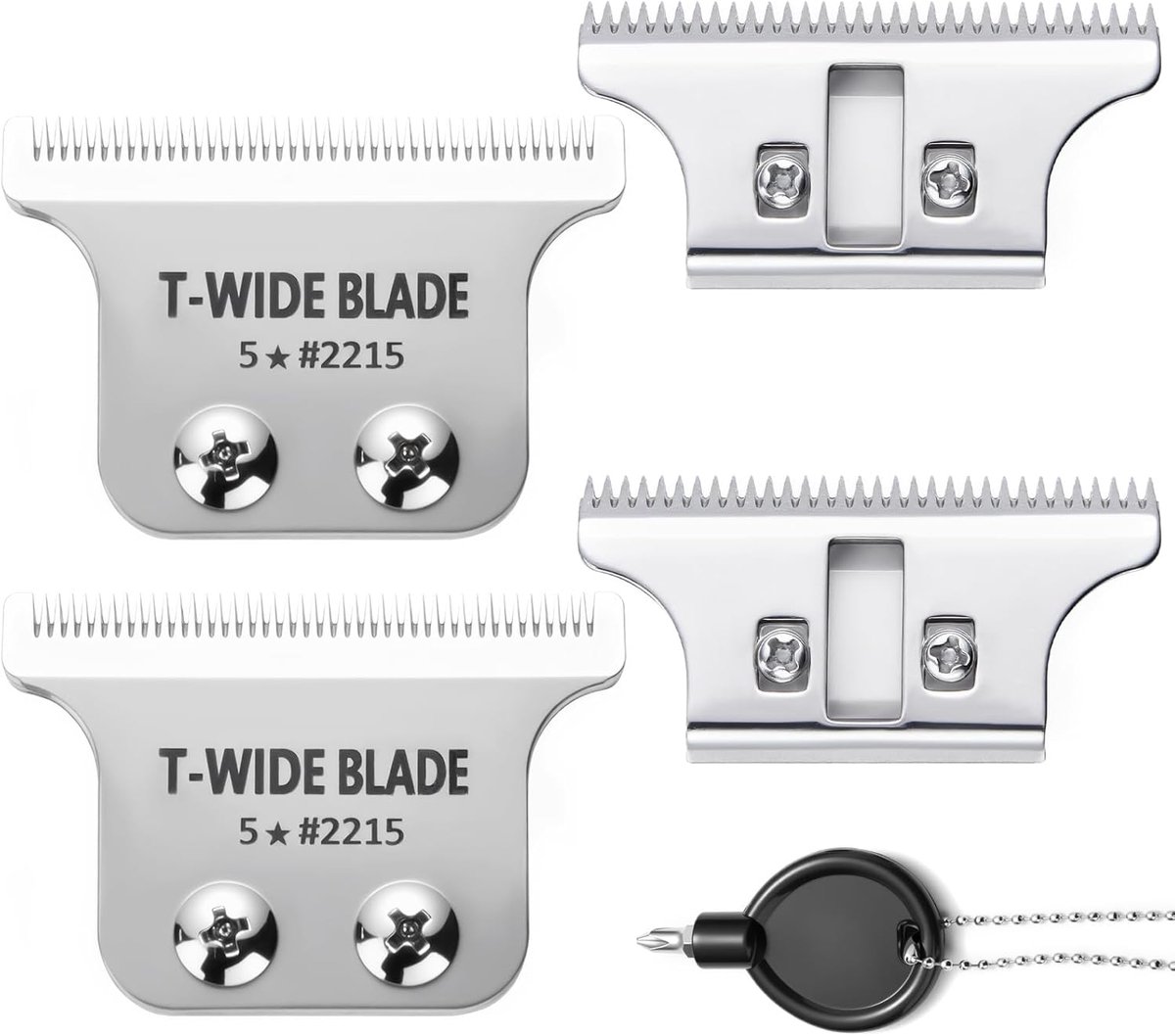 Thijox - Vervangend T-Wide-lemmet voor tondeuse, compatibel met 5-Star Detailer, 0,4 mm Zero-Gap, zilver, 2 stuks voor precisie en scherpte