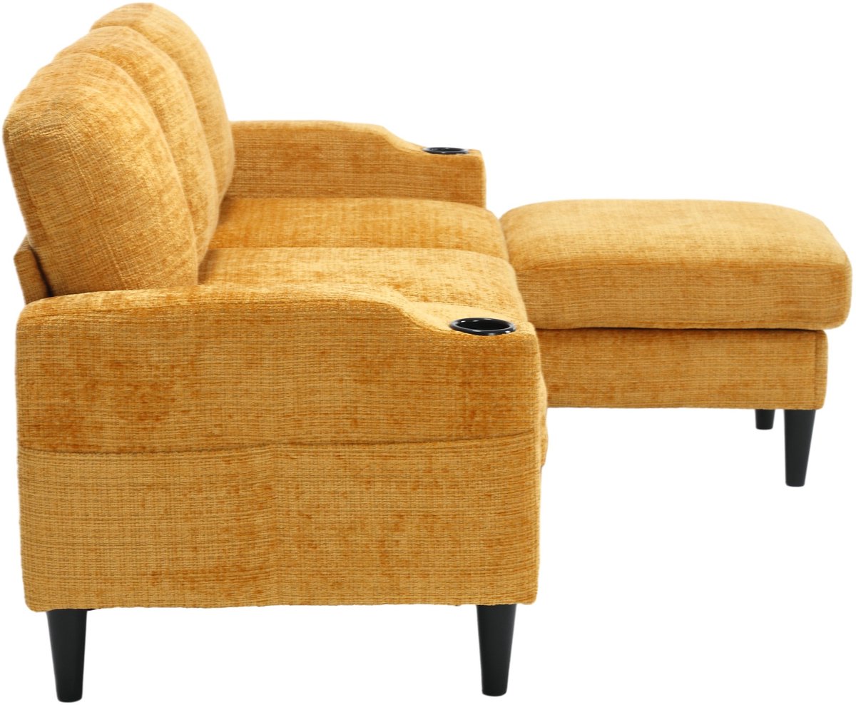 YYchan modulaire bank met hocker - geel - 196,5 x 75 x 77 cm - met opbergruimte