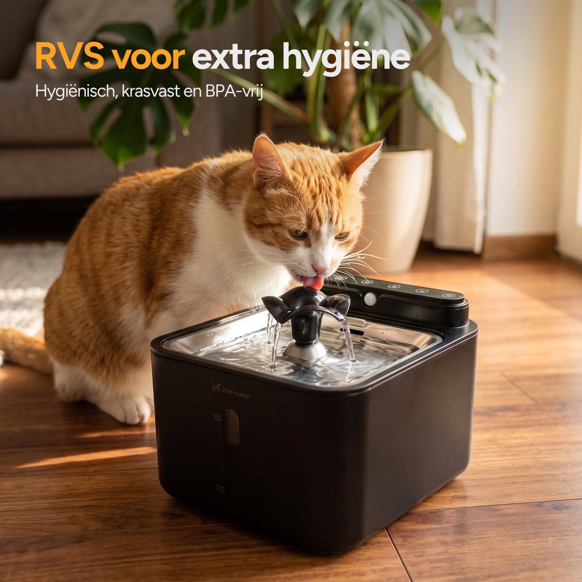 Viervoeter® Drinkfontein RVS met sensor, 3,2 liter thumbnail 4