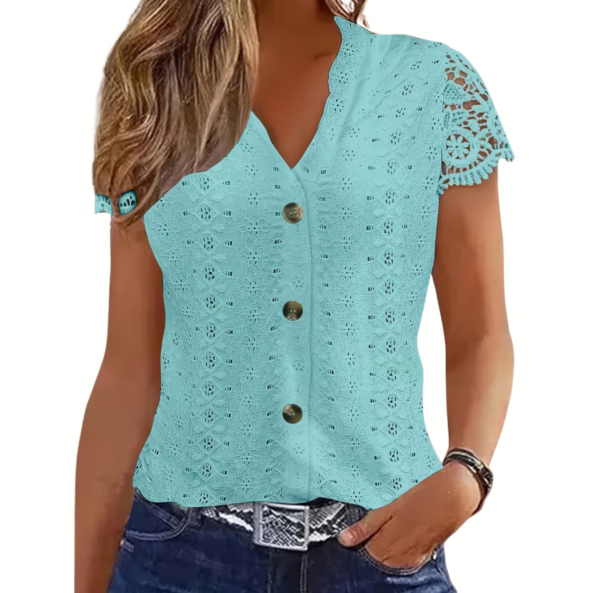 Currero Topje Dames - Top Kleding - Shirt - Blouse - Kort - Volwassen - Mineraalgroen Mineraal groen
