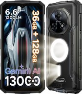 DOOGEE Fire 5 Ultra - Smartphone - Robuuste Smartphone - 36GB RAM + 128GB ROM/2TB TF - Android 16 - 13000mAh/18W - 6,6 inch 90Hz Scherm - IP68 Waterdicht - 1200LM Kampeerlamp - Gemini AI - NFC & GPS - Face ID - Grijs