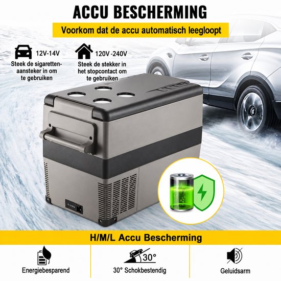 Rolu Auto Koelbox - Elektrische Koelbox - 45 Liter - Auto Koelkast - -20°C Tot 20°C Graden - 12V Of 230V - Mobiele App van Merkloos — afbeelding 3