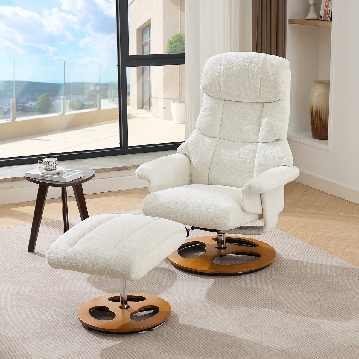 YYchan fauteuil met voetenbank - wit - 83,5 x 81 x 111 cm