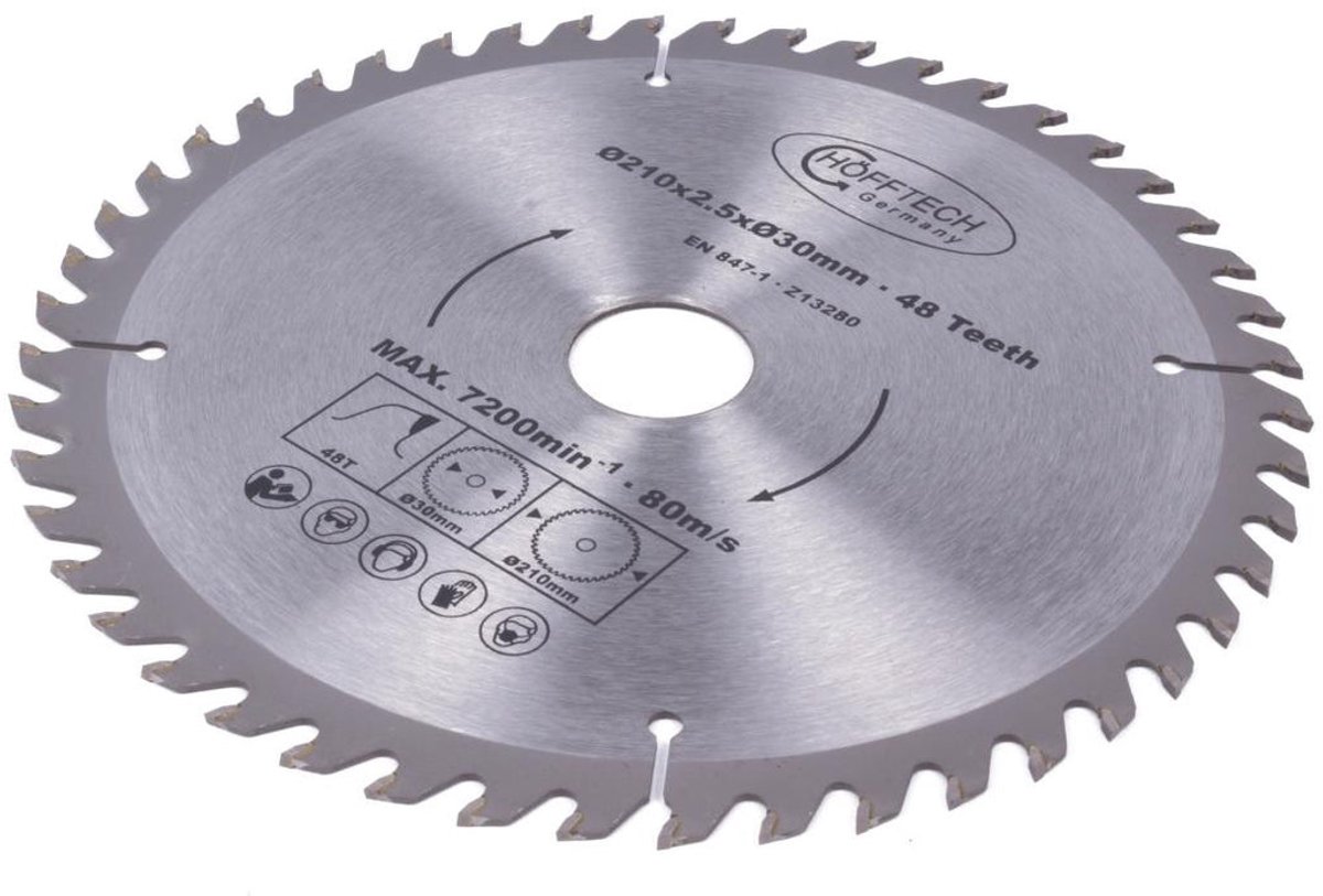 Hofftech Zaagblad cirkelzaag - Ø 210 mm - 48 tanden - Inclusief verloopringen – foto 5
