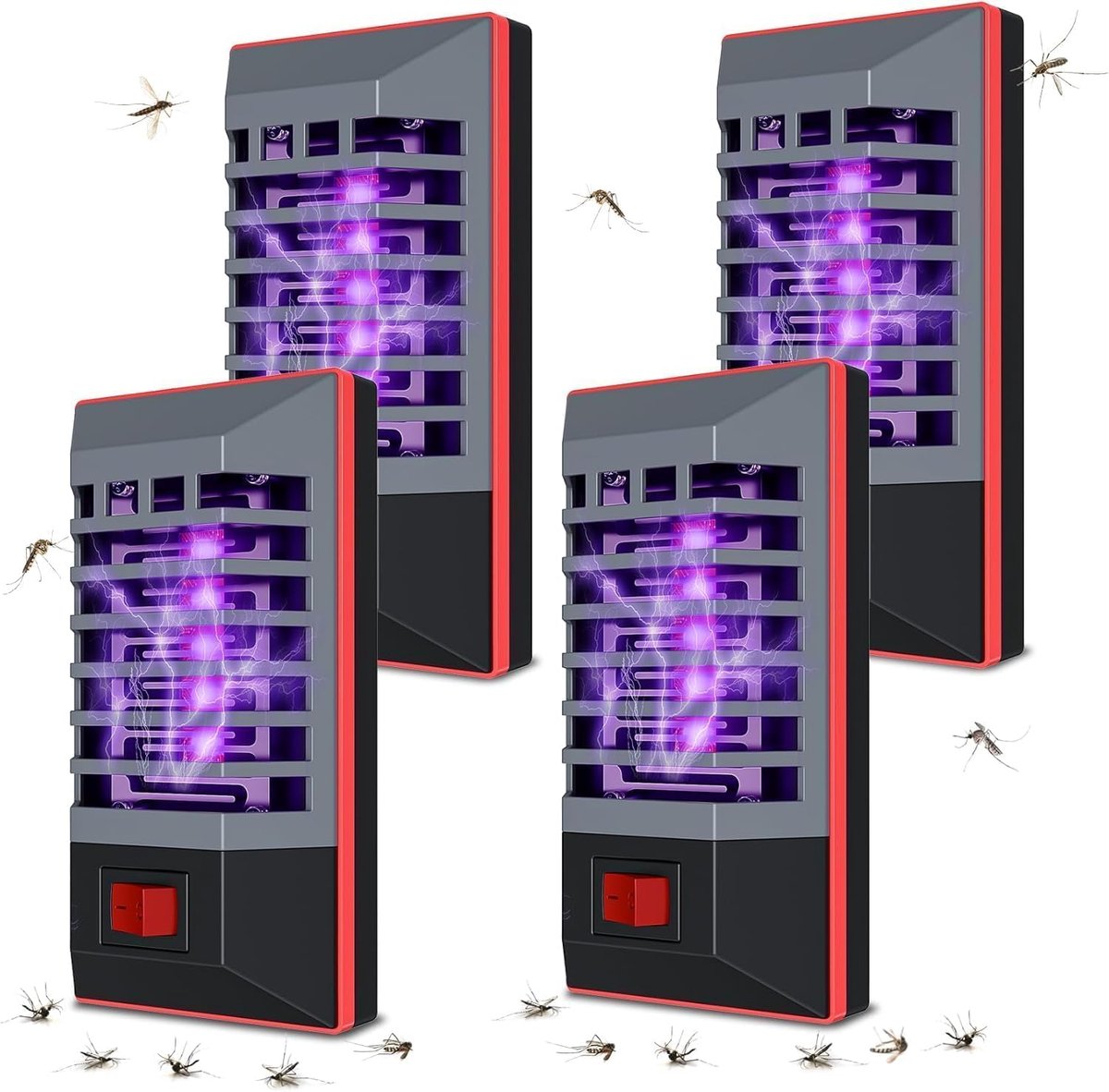 Indoor Electric Insect Catcher, Pack of 4 Portable UV Device for Capturing Mosquitoes & Flies, Ideal for Living Room, Kitchen, Bedroom & Household Use