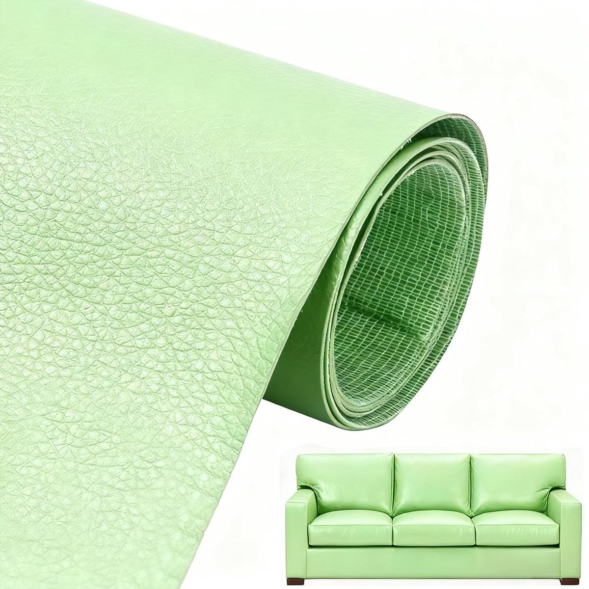 Zelfklevende Leren Reparatie Patches voor Sofas, Autostoelen en Meubels - Lichtgroen 60 x 173 cm, Ideaal voor Vervanging en Herstel van Faux Leren Materialen