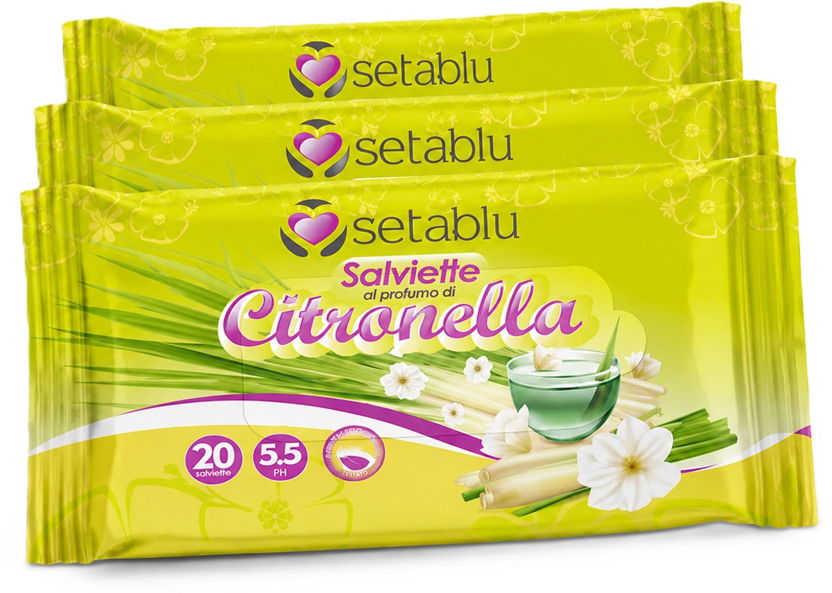 Citronella - vochtige doekjes schoonmaak - vochtige citroen doekjes - muggen - tuintafel doekjes - 3 pakjes