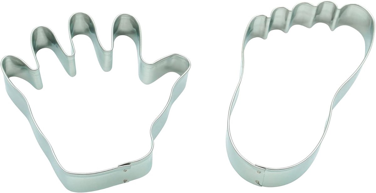 Thijox - 226162-delige uitsteekvormen set Hand & Voet - Roestvrijstalen koekjesvormpjes voor feestelijke gelegenheden, kinderen, geboorte, bakken in d