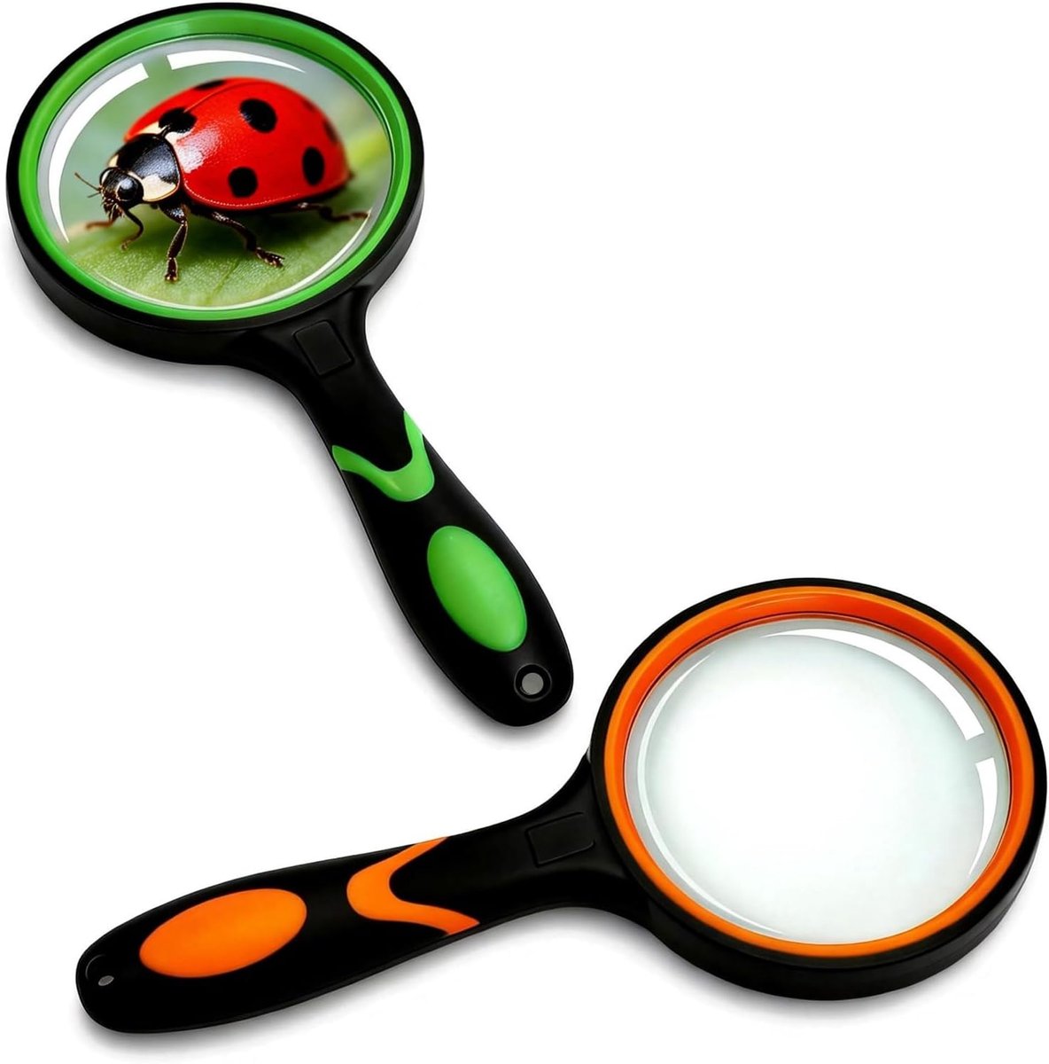 Thijox - 2 Stuks Vergrootglas 75mm 10x Vergroting, Breekvrije Lenzen & Antislip Handgreep, Ideaal voor Lezen, Insecten Observatie, Hobby's, Geschikt v