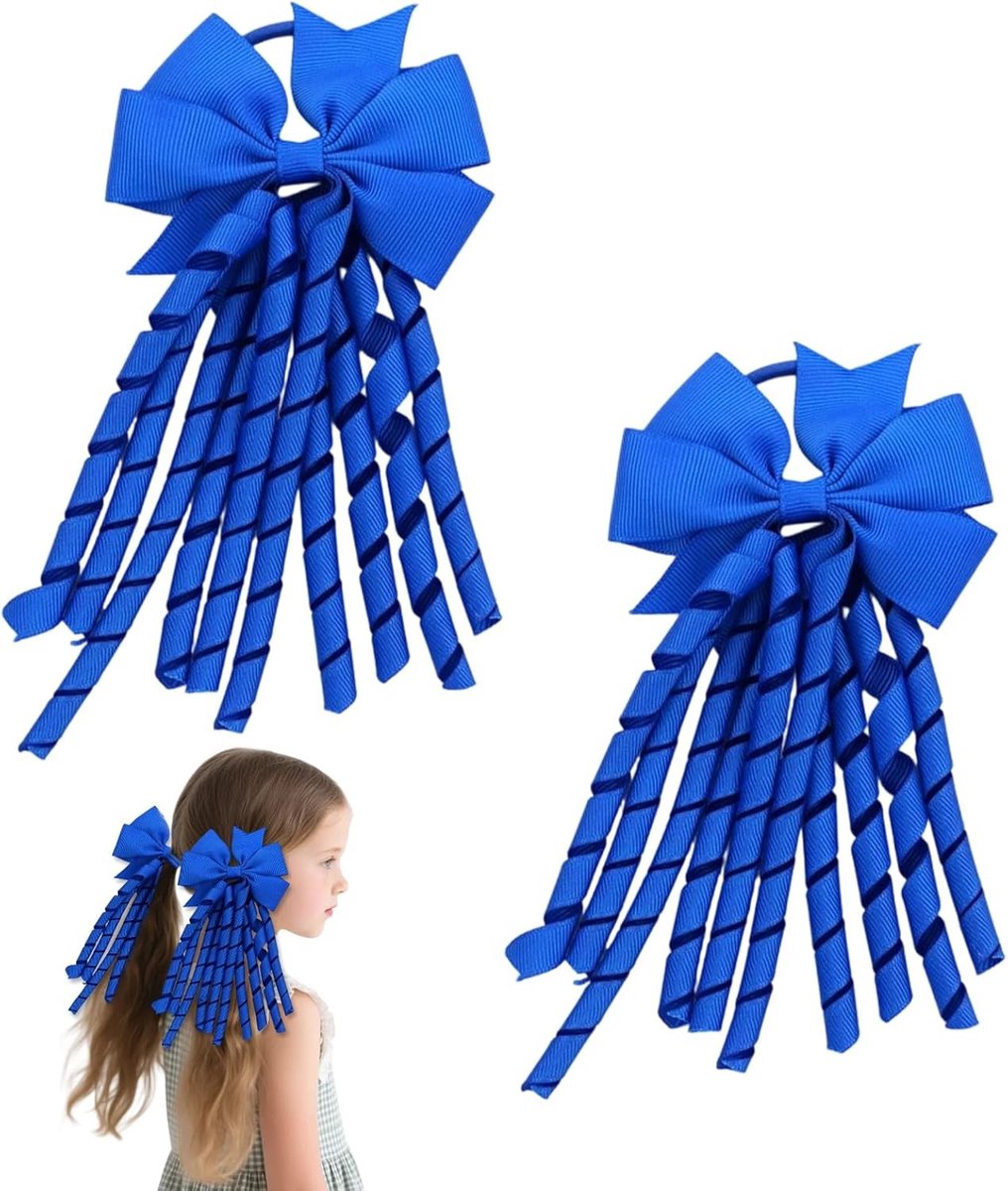 Set van 2 Haarstrik Spiralen, Haarbanden voor Kinderen, Ponytail Houder voor Meisjes en Peuters voor Schooluniformen en Feestjes