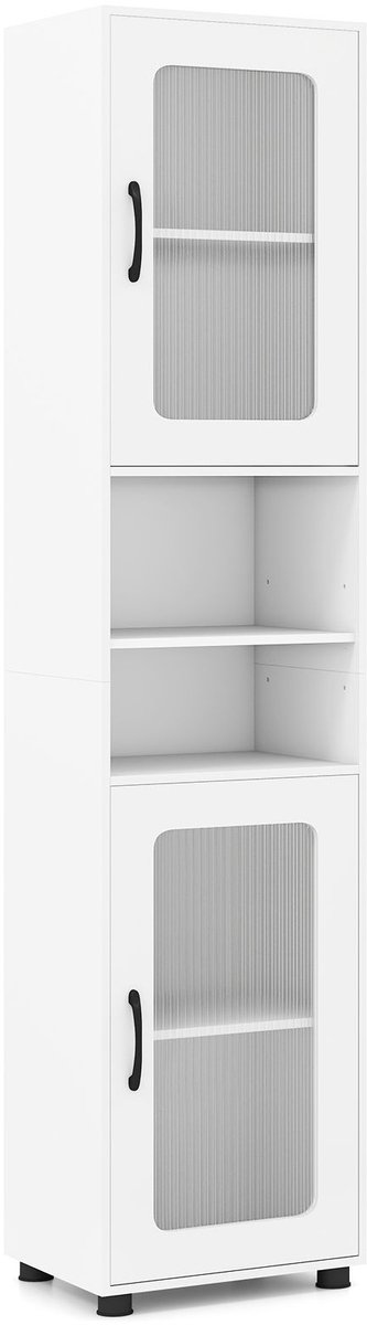 SureDeal® - Badkamerkast - Hoog - Transparante Glazen Deuren - Verstelbare Planken - 40x30