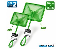 Aqua-Loui® Aquarium Schepnet Set - 2 Schepnetjes - Visnet 10 cm & 15 cm - Fijnmazig - Voor Aquarium, Vijver & Zwembad - Zacht Visnet