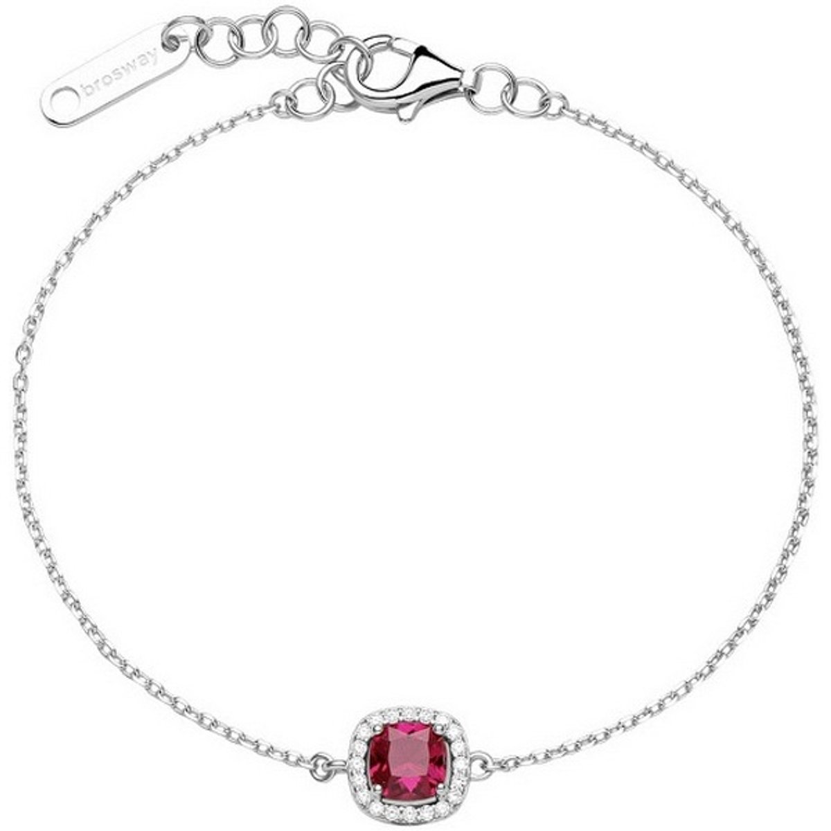 BROSWAY FANCY FFB130 ZILVEREN ARMBAND MET ROZE/TRANSPARANTE ZIRKONIA'S 1 STUK
