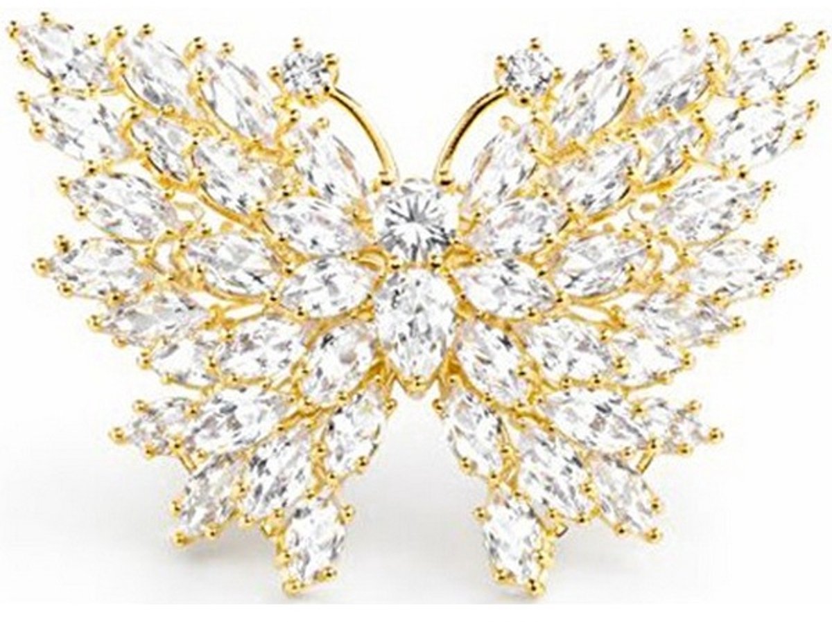 TROLI GOLD-PLATED VLINDER BROCHE MET KRISTALLEN 1 STUK