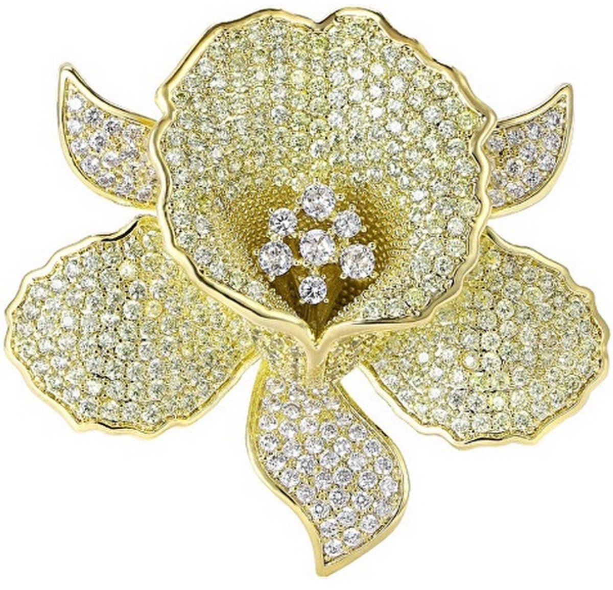 TROLI GOLD-PLATED BLOEM BROCHE MET ZIRKONIA'S 1 STUK
