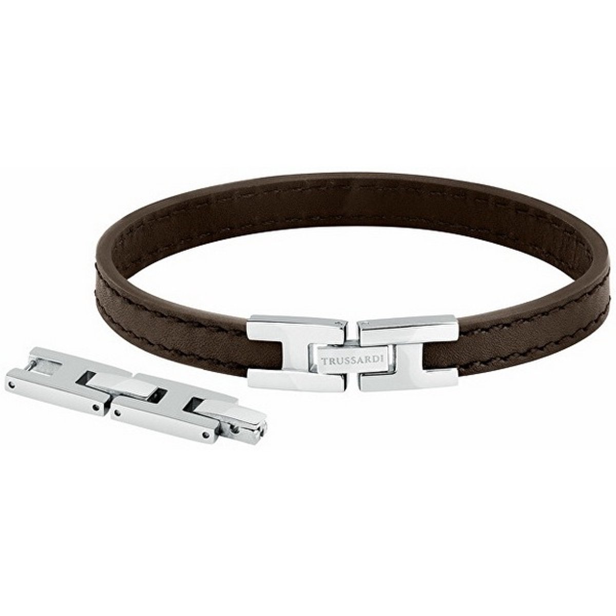 TRUSSARDI T-LEATHER TJAXZ02 DONKERBRUINE LEREN ARMBAND 1 STUK