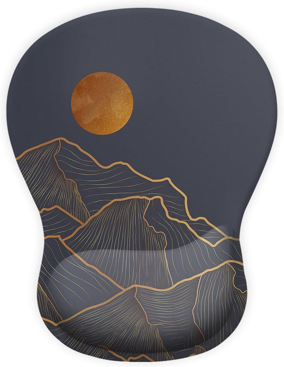 Ergonomische Muismat met Gel Polssteun voor Comfortabel Werken, Maanlandschap Design en Antislip Onderzijde