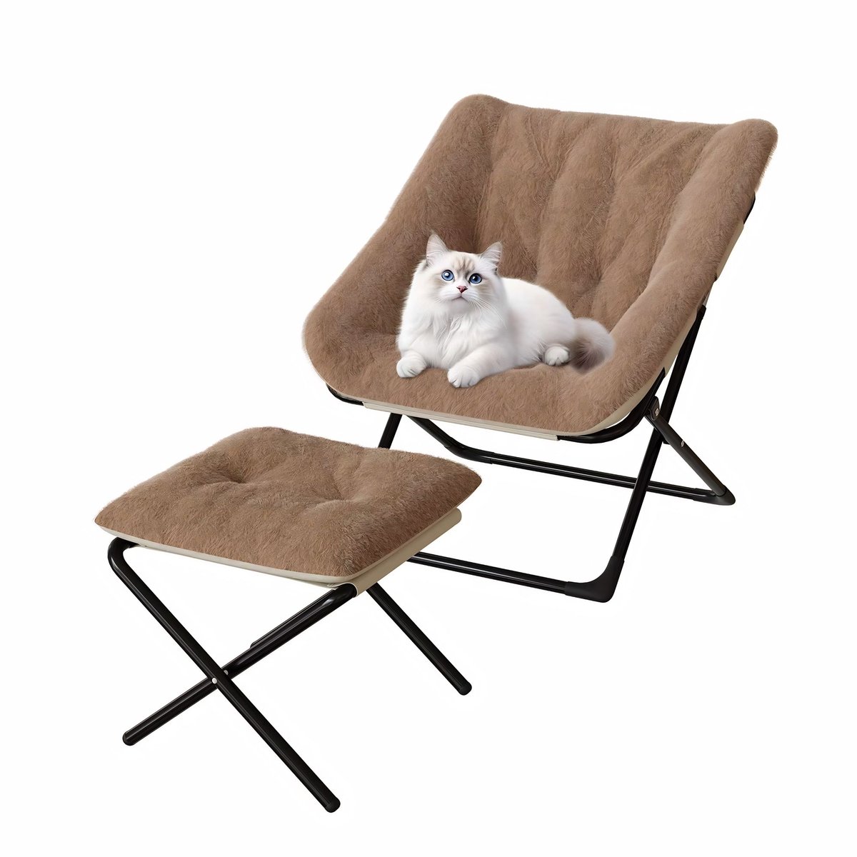 Loungestoel met Voetenbank - Opvouwbaar Oversized design - voor woonkamer en slaapkamer -