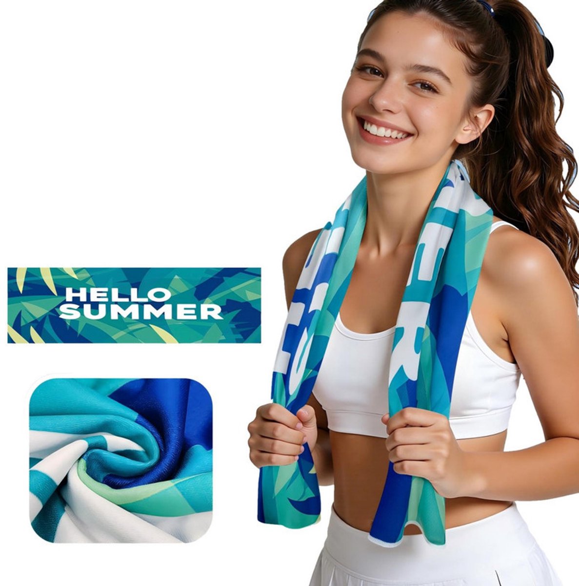 30x100 cm Koelhanddoek – Sneldrogende zomerhanddoek – Sporthanddoek – Yogamat-handdoek – Fitnesshanddoek om zweet af te vegen – Handdoek met print – Draagbare fitnesshanddoek – Unisex – Zweetafvoerend voor fitness, yoga, hardlopen, zwemmen en meer