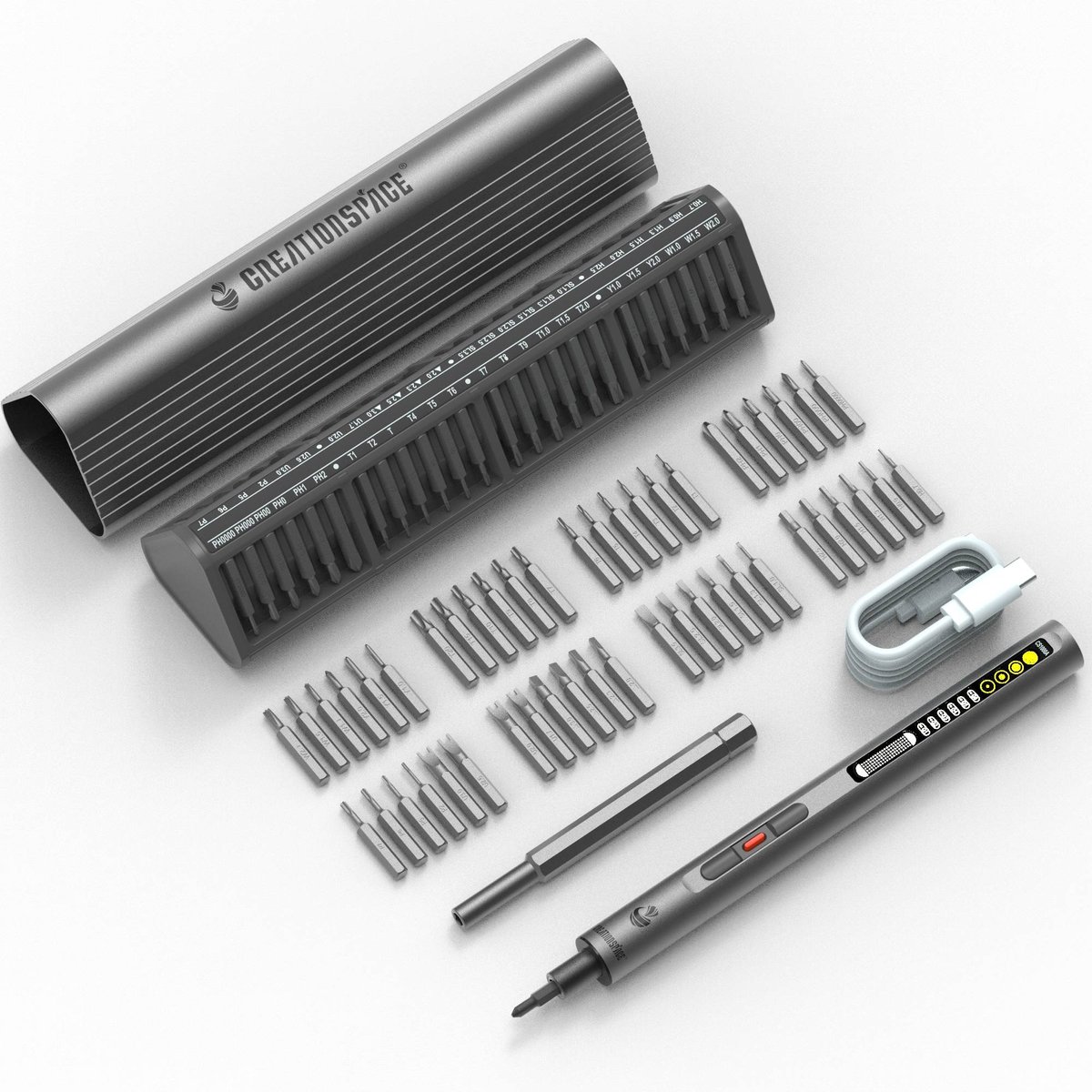 Roterende Multitool – Draadloze Mini Elektrische Slijpmachine Multiset - met 48 S2 Stalen Bits - Type-C Opladen en 4 LED-verlichting - voor reparaties en kluswerkzaamheden