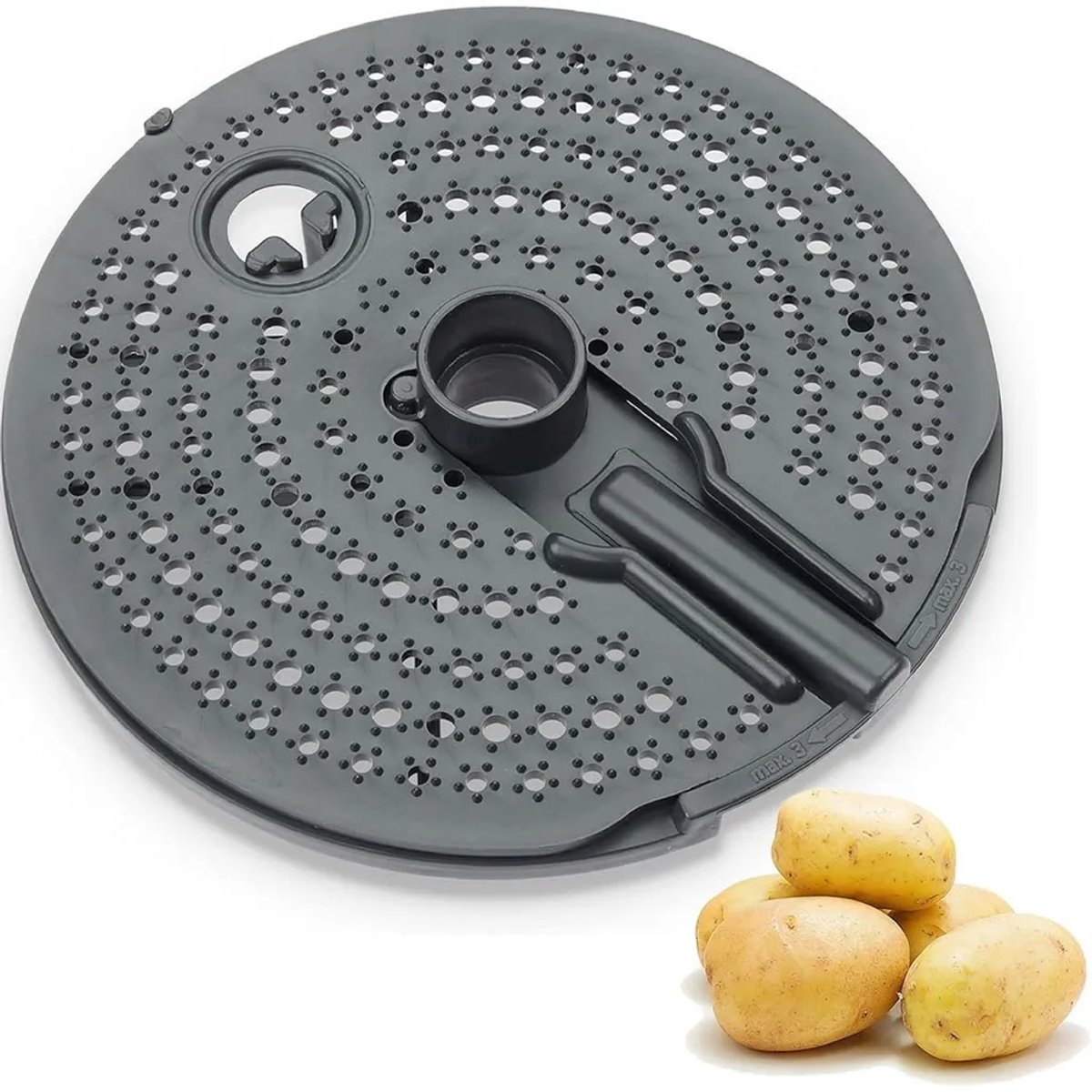 V2 aardappelschilleraccessoire Geschikt voor Thermomix TM7, TM6, TM5 en TM3, met een plastic rasp, Geschikt voor het schillen van aardappelen, wortelen, groenten, enz.