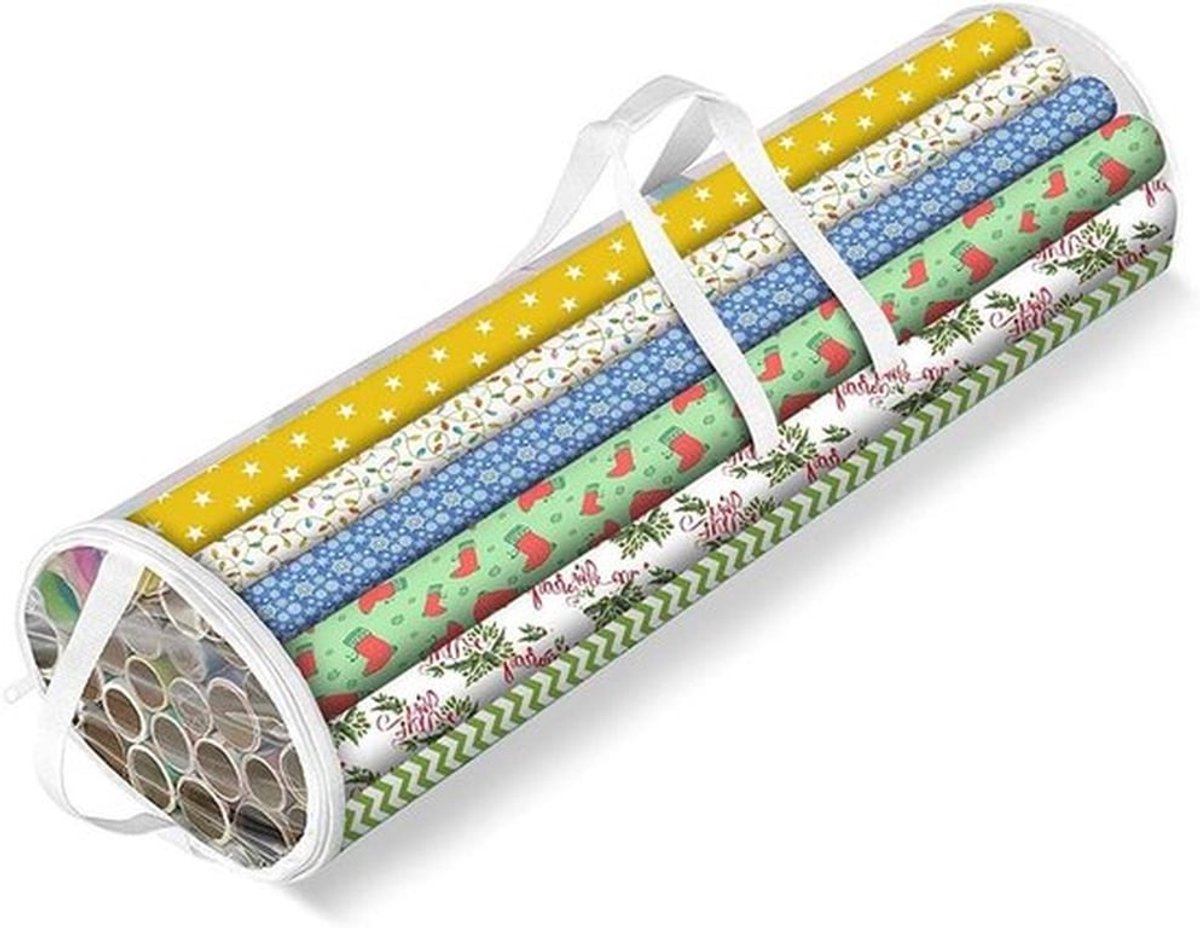 Opslagtas voor Inpakpapier - Organizer - Transparant - Kerstmis - Geschenkverpakking - Voor Kerst - Rits Sluiting - Opbergtas voor Cadeaupapier