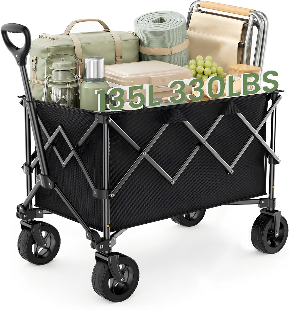 SP® Bolderkar - Opvouwbare Handkar - Festival Trolley Multifunctionele Kar - Zwart - 90cm x 60cm x 50cm