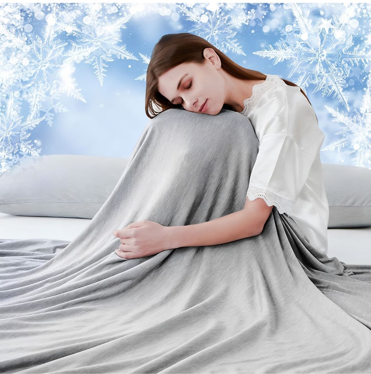 JCP® Koeldeken - Zelfkoelende Deken - Sprei / Babydeken - Grijs - 220cm x 200cm x 1cm