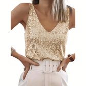 Currero Topje Dames - Top Kleding - Shirt - Blouse - Kort - Volwassen - Abrikoos S