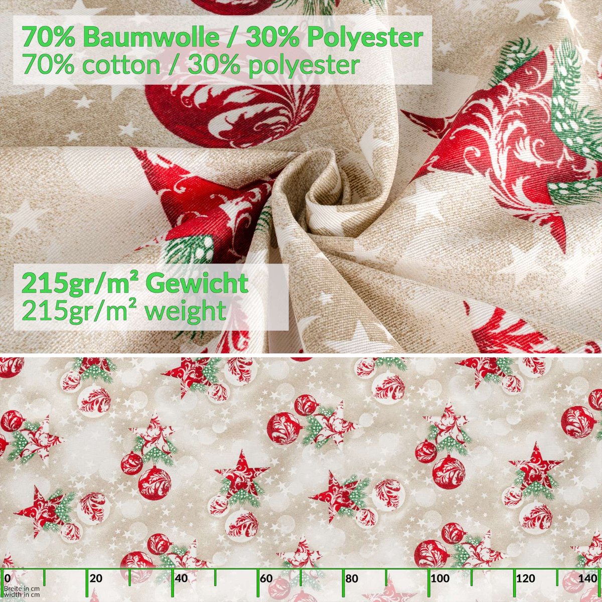 ANRO Tafelkleed Kerstrood 180x100cm Met sierband Afwasbaar Waterafstotend Binnen & Buiten
