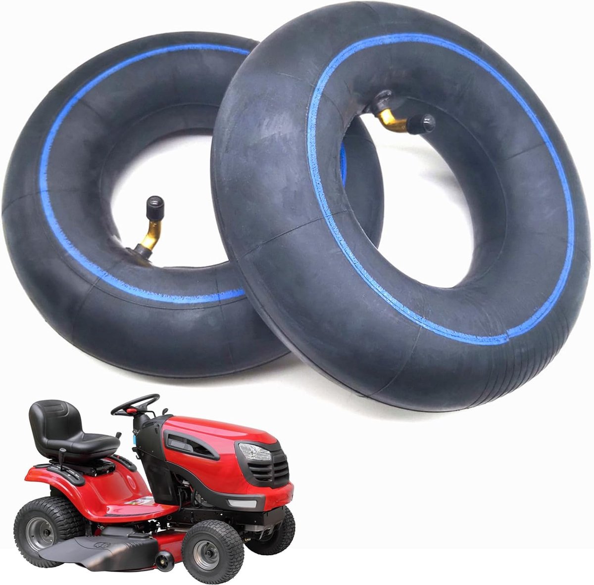Thijox - Set van 2 vervangende luchtkamers 13 x 5,00-6 voor kruiwagen, zitmaaier, tuinaanhanger, gazontractor - Natuurlijk rubber en butylmix - Hoekve