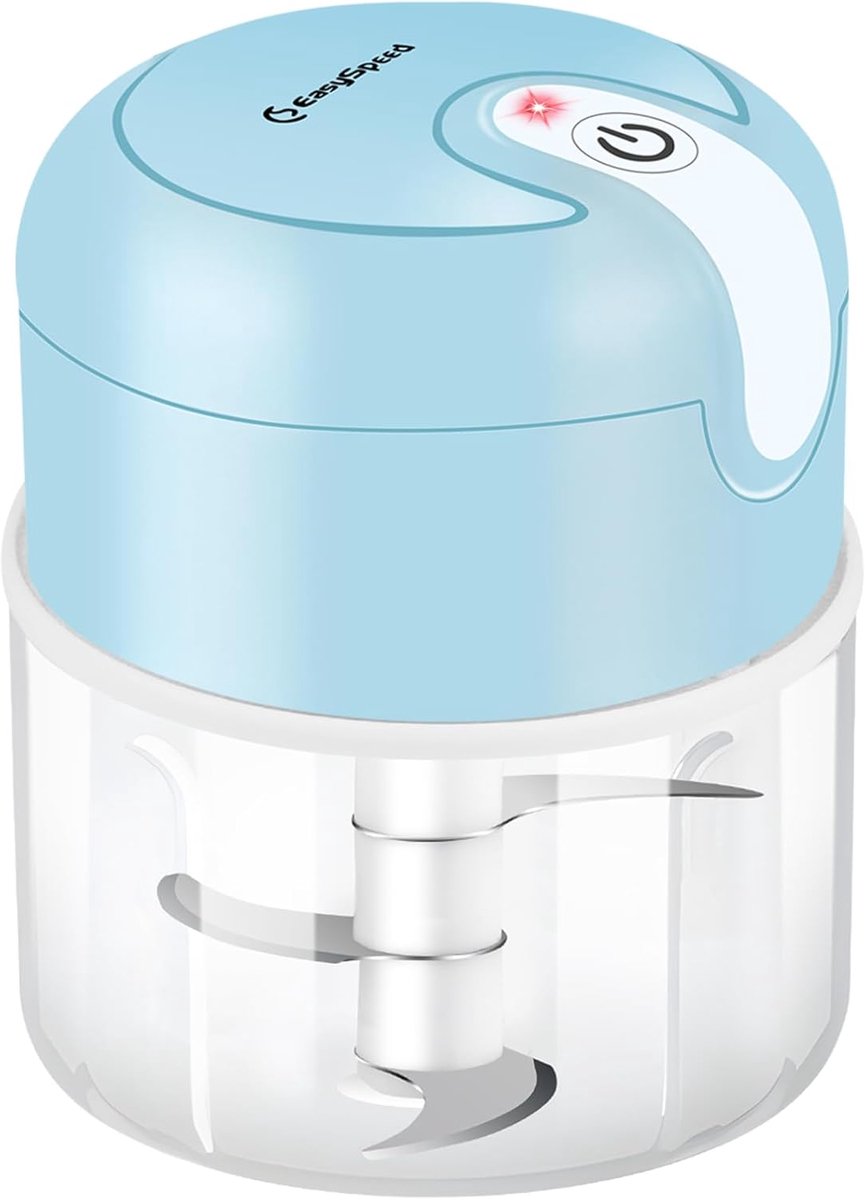 SnelShoppen - Elektrische Mini-Hakmolen voor Levensmiddelen - Oplaadbaar via USB - Capaciteit 250 ml - 3 Roestvrijstalen Messen - Draagbare Hakmolen v