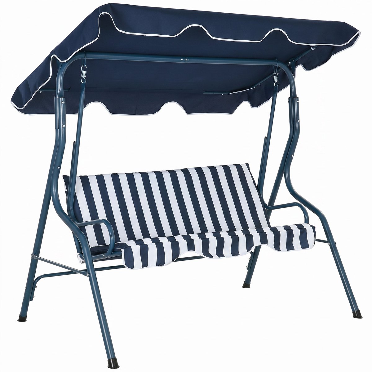 Buitenschommel met verstelbare luifel, waterdicht en stalen frame voor terras of balkon, 170x110x153 cm Blauw