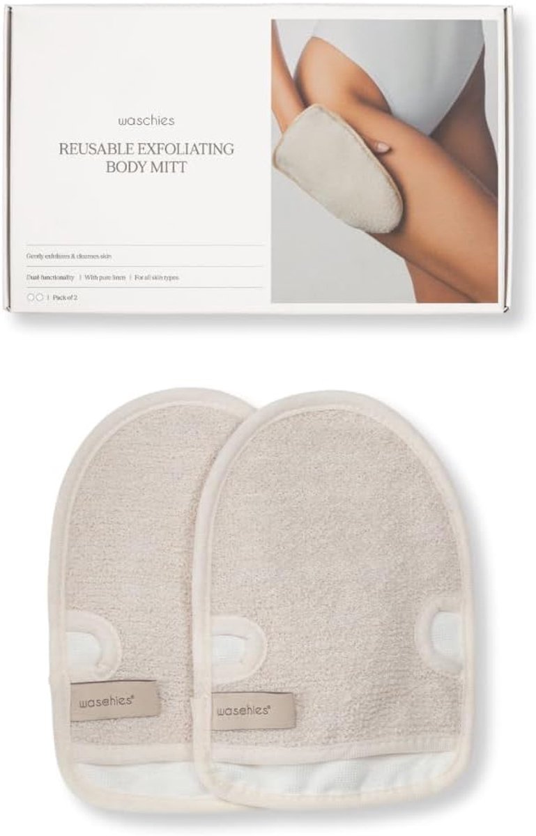 Thijox - Waschies Sliphandschoen Set van 2 - Superzachte Wasbare Douchehandschoenen - Hypoallergeen, Herbruikbaar, Voor Alle Huidtypes - Ideaal voor V