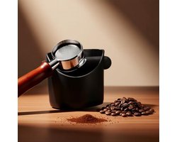 BILMU Koffie Afklopbak - Mini Espresso Afklopbak - Zwarte Koffiegronden Container met Schokabsorberende Verwijderbare Afklopstang en Antislip Basis - Barista Accessoires