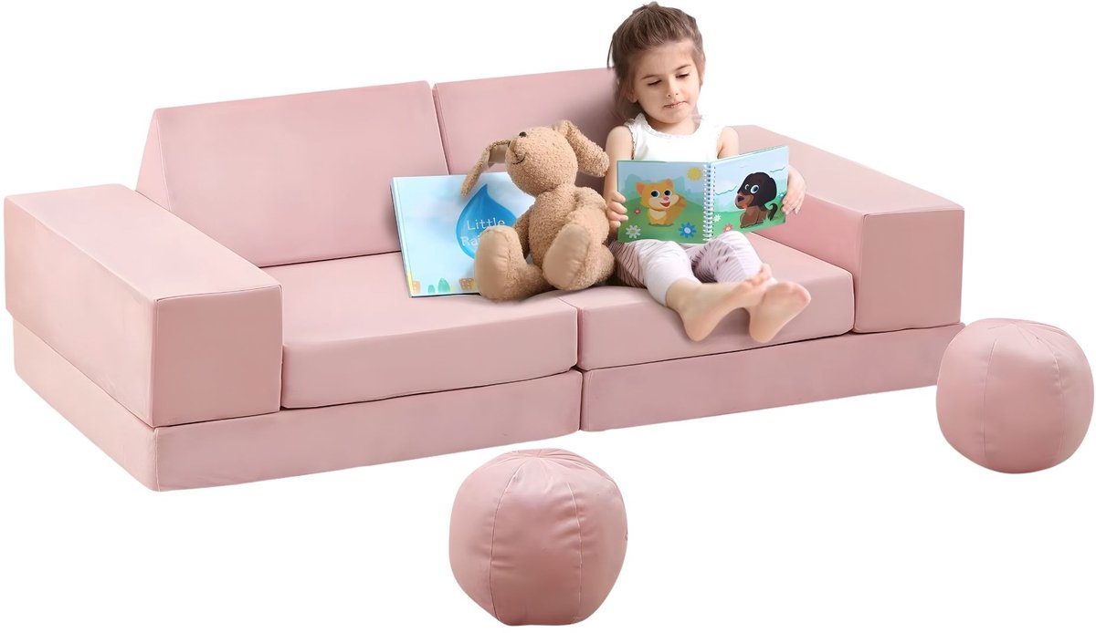 Speelbank Modulair - 12-Delige hobby Speelbank Peuters, Opvouwbare Sofa met Afneembare Hoe