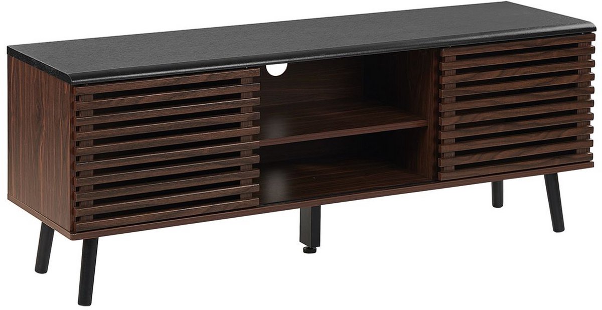 Beliani PERTH - TV-meubel - Donkere houtkleur - MDF Bruin