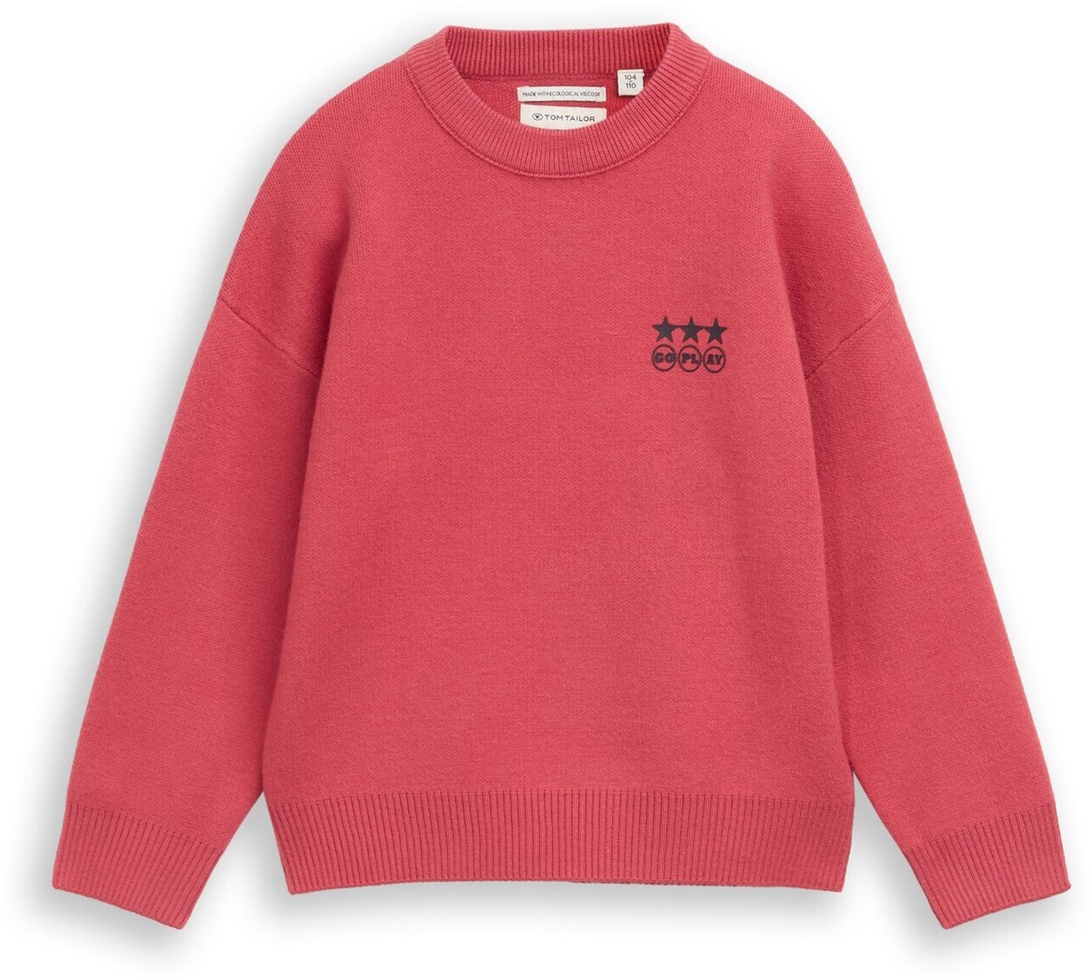 Tom Tailor - Oversized gebreide trui met print - Maat 92/98 - Berry Red