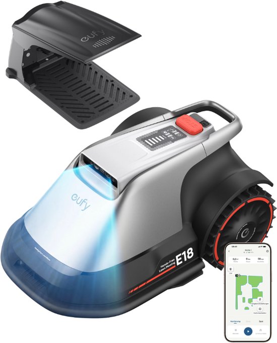 Robotgrasmaaier eufy E18 – draadloos, zonder RTK, automatische mapping 1200 m², obstakelvermijding, app-bediening