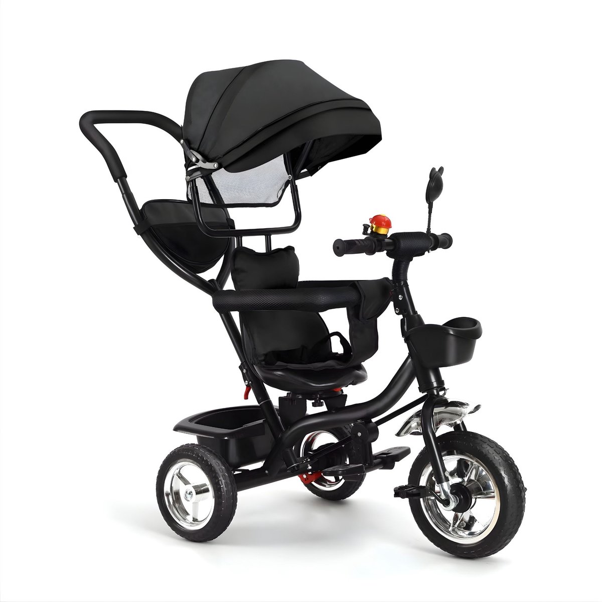 Driewieler Kinderfiets - Met Omkeerbare Zitting en Zonnescherm - voor jongens en meisjes - Zwart - Grijs
