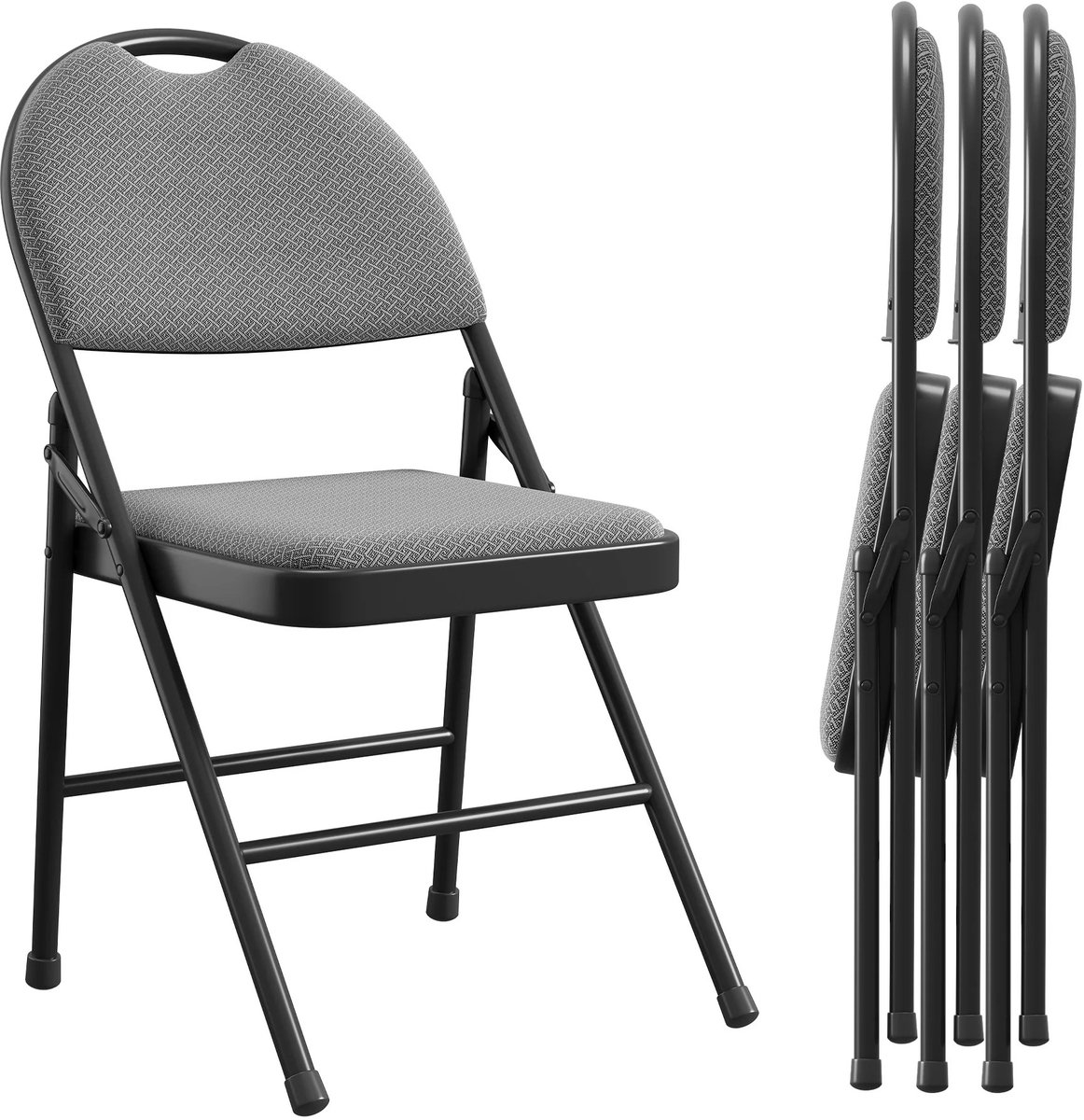 RosaBloom Klapstoel - Vouwstoel - Compact Opvouwbaar - Hoog Zitcomfort - Direct Klaar Voor Gebruik - 47 x 50 x 88,4 cm - Metaal en Linnen - Grijs