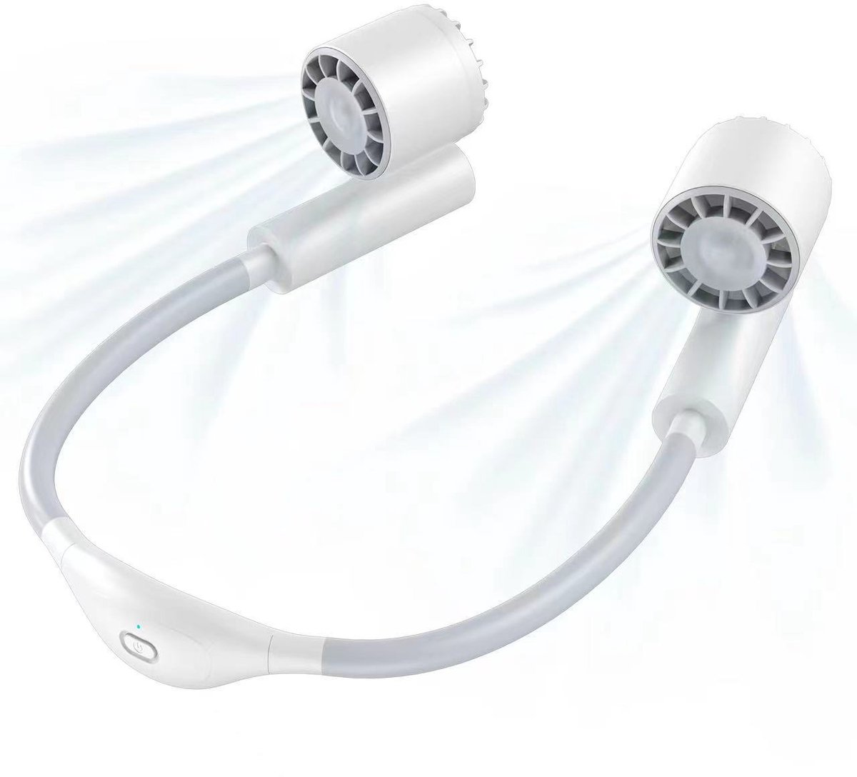 Nekventilator met dubbele turbokop, 3 snelheidsinstellingen, 13 uur gebruiksduur, 90° draaibaar, oplaadbaar via USB, handsfree draagbare ventilator