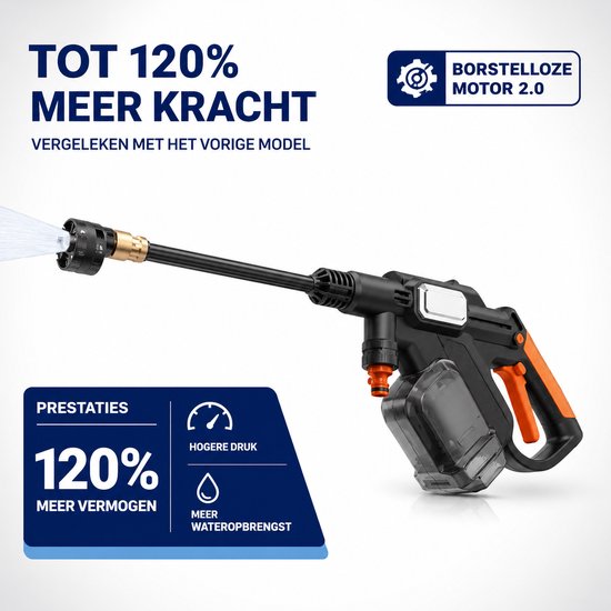 Draadloze Hogedrukreiniger 20V - Accu Hogedrukspuit 56 Bar Compact — afbeelding 4