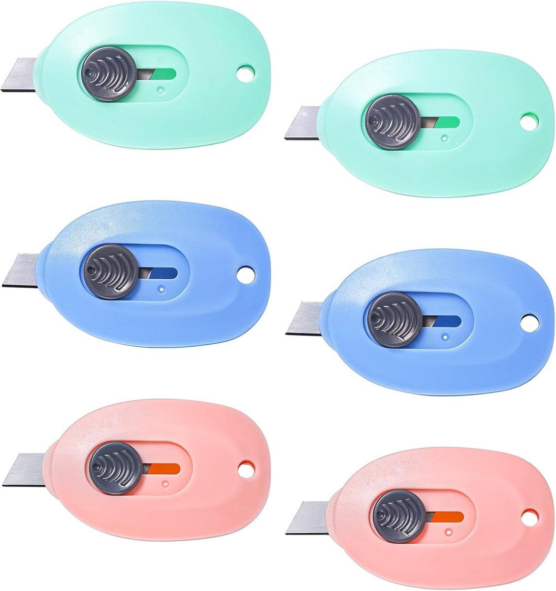 Mini Snijmessen Set van 6 Stuks - Precisie Snijmessen voor Karton, Papier en Verpakking, Ideaal voor Handwerk en Creatieve Projecten